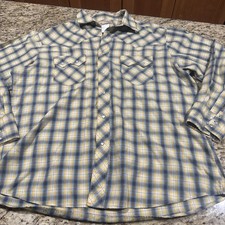 Wrangler Wrancher Shirt Men s XL Long Sleeve Pearl Snap Plaid Nice Cpix