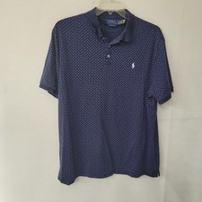 Polo Ralph Lauren Mens Classic Fit Navy Blue Dotted Paisley Print Polo Shirt XXL
