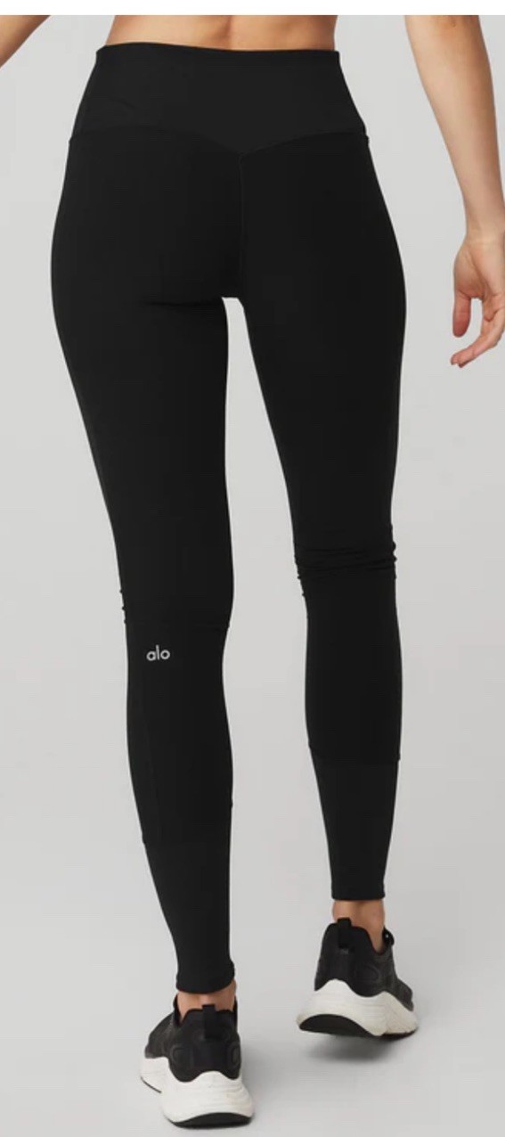 ALO YOGA High-Waist AloSoft Lounge Ribbed Waist Black Leggings XXS 28