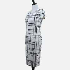 Lulu’s Size L Long and Drawn Out Midi Dress Black Ivory Print