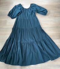 Universal Thread Embroidered Tiered Maxi Dress Sz M  Pine Green Boho Peasant
