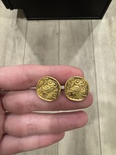 Vintage 20th Century 800 Gold Greek Owl Cufflinks 12g Ancient Athens Coin 19.2K