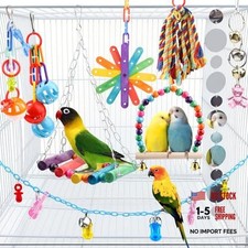 QUOZUO 9 Pcs Parakeet Cockatiel Bird Toys, Parrots Cage Accessories Swing Rope