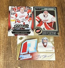 Jim Howard Red Wings Signed 2 Color Rookie Jersey /1499- OPC/ MVP (3) Card Lot!