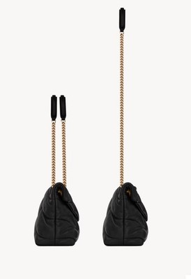 Saint Laurent Puffer Small Quilted Black Shoulder Bag Gold Hardware Logo Accent