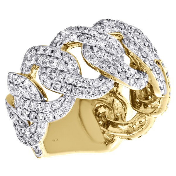 JFL 10K Gelbgold Diamant Herren Pinky Ring Miami Cuban 14Mm 3 CT-image