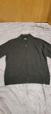 WoolOvers 100 New Wool Zip Cardigan Sweater Men XL Charcoal Gray Cozy