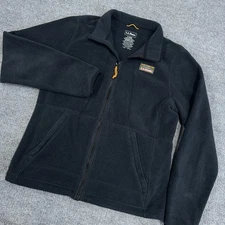 LL Bean Jacket Men Small Black Full Zip Pockets Mountain Classic Fleece Gorp