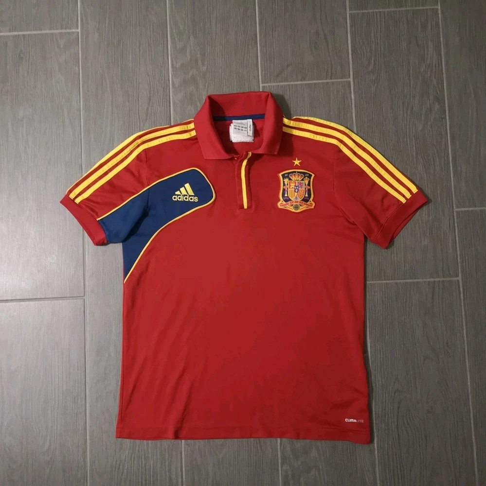 Vintage Retro EM 2011/12 Spanien Poloshirt Größe: M Fußball Streatwear Adidas