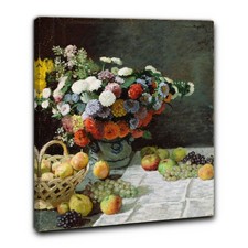 Niik Quadro natura morta con fiori e frutta di claude monet falso d' autore s...
