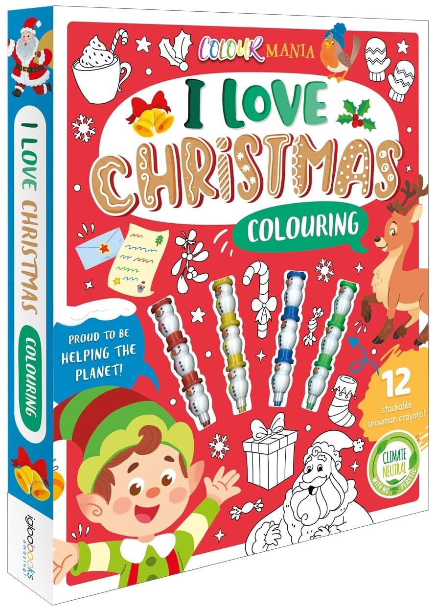 Igloo Books I Love Christmas Colouring Book With 12 Stackable Snowman Crayons! - Ages 3-6 - Paperback - Image 2