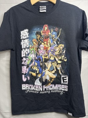 Broken Promises Shirt Mens M MEDIUM Black Anime Girl Graphic Tee Goth Emo EUC