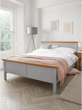 Hanna Bed Frame Double Grey Traditional Cottage Style Oak Effect
