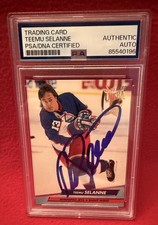 1992-93 FLEER ULTRA JETS TEEMU SELANNE SIGNED ROOKIE CARD PSA COA SLAB 85540196