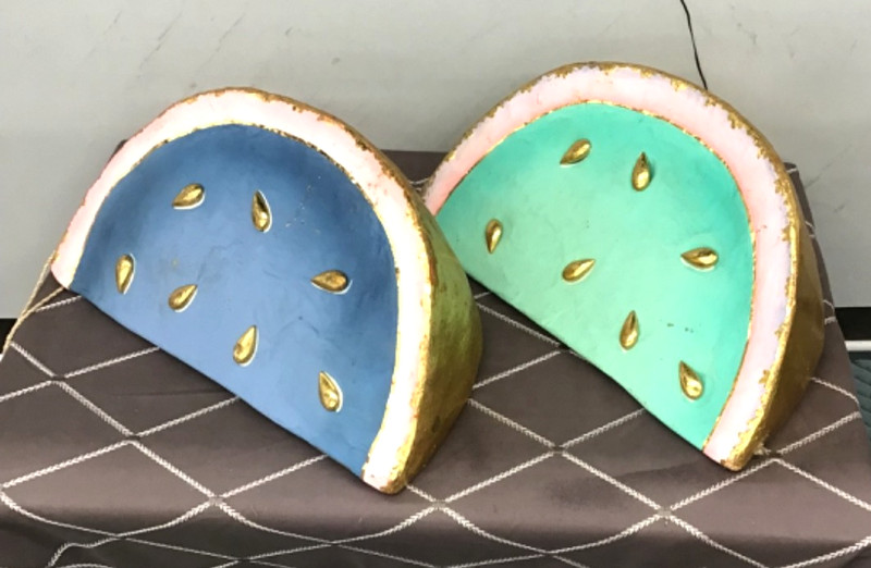 GLITTERVILLE Papier-Mache Watermelon Slices Wall Hanging Decor -A