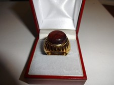 Red Tiger's Eye ring In 14k gold overlay