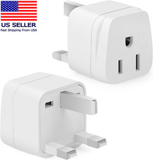 US to UK Plug Adapter, 2 Pack, White Type G Adapter for Travel, UK Power