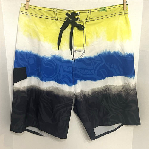 Banana Split Yellow / Blue / White / Black Swim Trunks With Pocket Size Medium