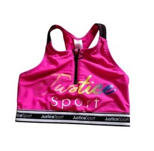 Justice Girls L Size 10 Sport Zip Bikini Swimsuit with Logo Accents Fuschia