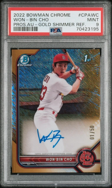 2022 Bowman Chrome Prospect Auto #CPAWC WON-BIN CHO 1/50 PSA 9 AUTO