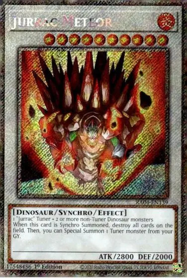 Jurrac Meteor Platinum Secret Rare NM English YuGiOh Quarter Century Stampede