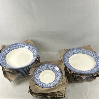 Churchill Blue Transferware 24 Pc Dinnerware Set Service for 8 NIB READ