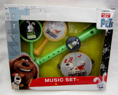 The Secret Life of Pets 4 Musical Set Maracas,Flute Recorder,Tambourine-New!