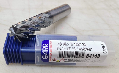 GARR 64148, X-7 FLUTE ALCRONOS COATING 1/2x3'' 7FL 1-1/4'' SOLID CARBIDE CUTTING