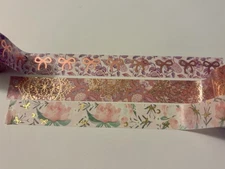 3 Simply Gilded Washi Tape 24” Samples - pink flowers mandala bows floral 