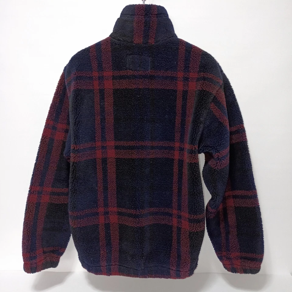 Woolrich Thick Fleece Pullover Sweater Mens L, Red/Blue/Black Plaid, 1/4-Zip - Image 3 of 4