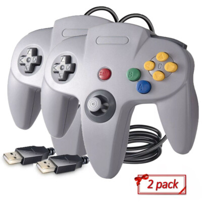 USB N64 Controller Wired PC Games Joystick For Raspberry Pi Mac PC Windows 2pack