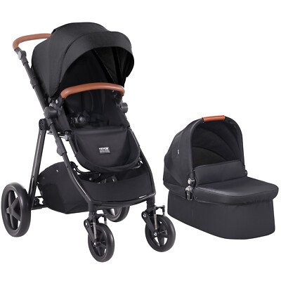 Baby Stroller Travel System With Bassinet Playard Baby Combo Set 2-in-1 Black