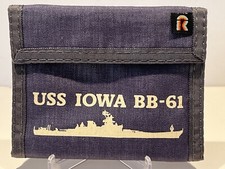 Vintage USS NEW JERSEY BATTLESHIP BB-61 Blue Rainbow of California Wallet  EUC