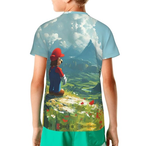 Super Mario Cartoon Shirts for Kids Boys Anime Short Sleeve Basic Shirts Tops - Picture 31 of 37