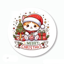 Kawai Merry Christmas Cat Party Favors Scrapbook Stickers Envelope Seals Labels