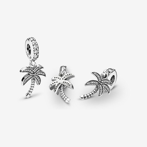 New Genuine Authentic Pandora Sparkling Palm Tree Dangle Travel Charm 791540CZ - Picture 3 of 6