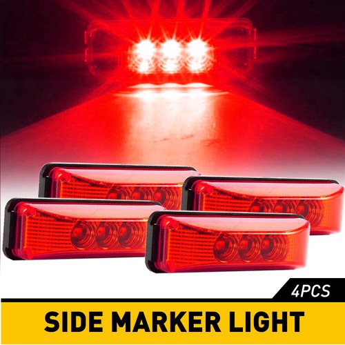 4x Red 3LED Clearance Side Marker Indicator Trailer Light Truck RV