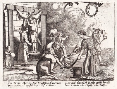 Nürnberg Nuremberg Metzger Fleischer Beruf profession Kupferstich Boener 1702