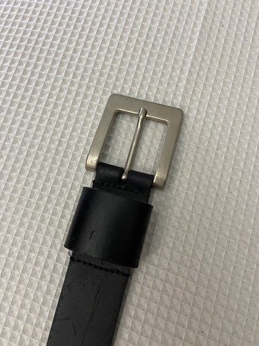 Cintura vintage pelle nera uomo media 30 India euro metallo Italia fibbia argento - Foto 9 di 16