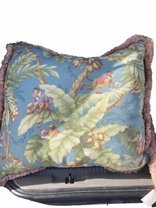Safari monkey bamboo pillows Set Of 2-22x22 Jumbo-5 Lb Each VTG Bombay Club Mall