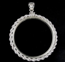Coin Bezel 1 oz. American Silver Eagle 40.6mm Sterling Silver Rope Soldered Bail