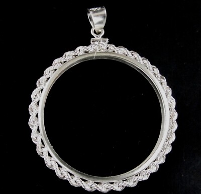 Coin Bezel American Silver Eagle Sterling Silver Rope Soldered  Bail
