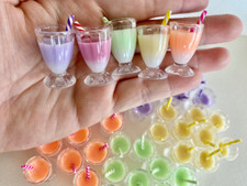 Juego de 5 piezas 1:6 batido miniatura para casa de muñecas jugo de helado batido con pajita