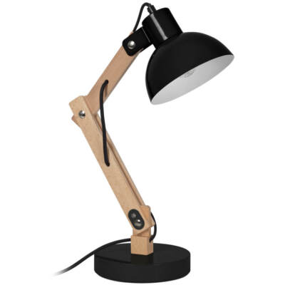 Schreibtischleuchte Schreibtischlampe Tongariro Holz schwarz E27 max. 40W Globo