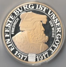 MDS PROOF MEDAL GIANT "FREDERICK THE WISE", SILVER PLATED, PARTIALLY GOLD PLATED