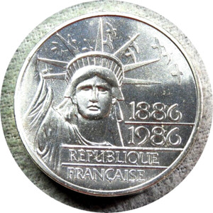 elf France 100 Francs 1986 Silver  Piedfort  Statue of Liberty 100th  0.8686 ASW