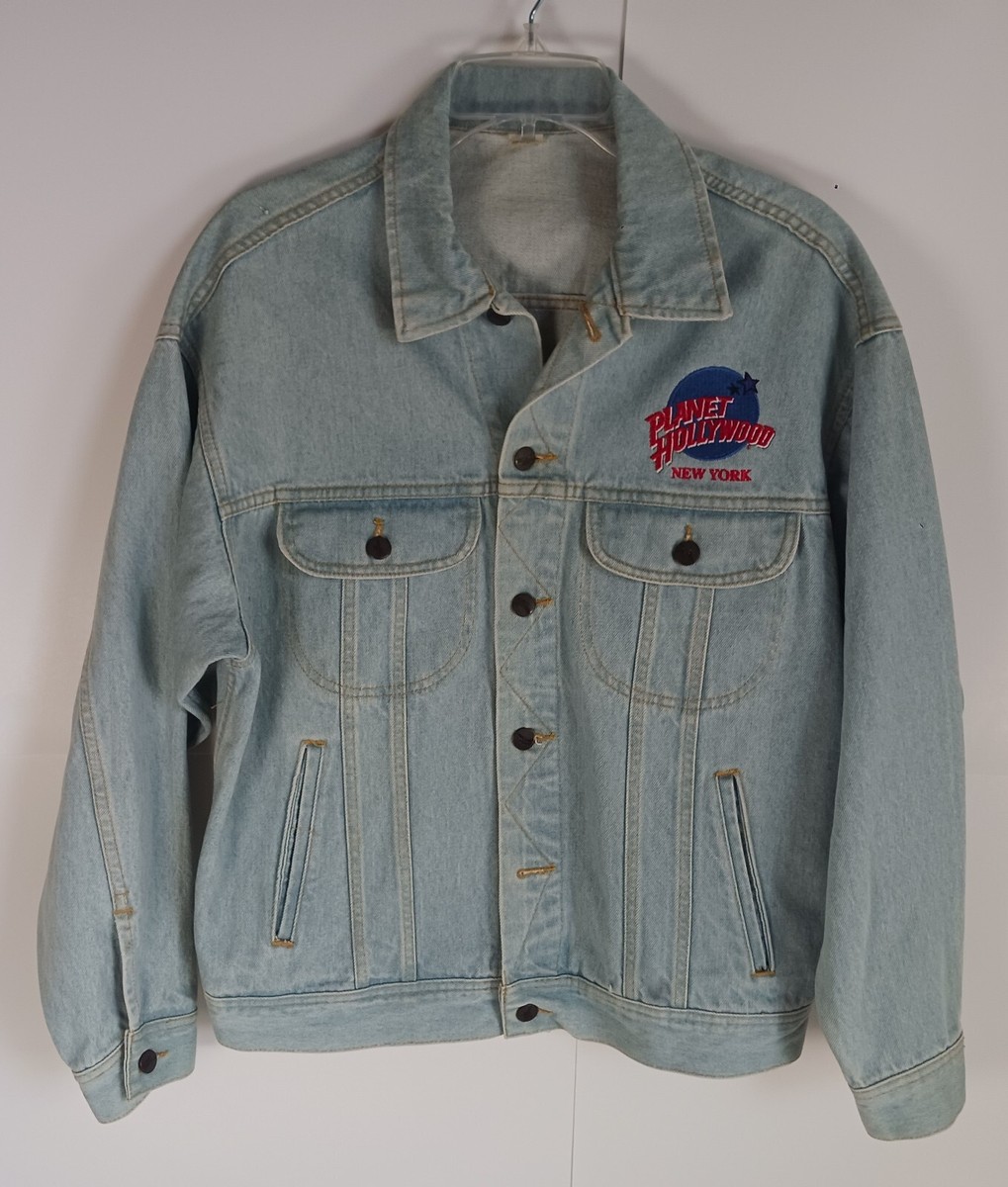 Vintage Planet Hollywood Jacket Mens Sz Small Jean Denim