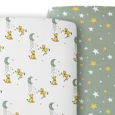 JumpOff Jo Fitted Crib Sheet, 100 Cotton, Lions and Stars, 2 Pack 28"x 52" 