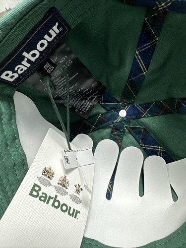 Barbour Men's Tartan Crest Sports Cap Posey Green Canvas Baseball Cap One Size - Picture 4 of 6