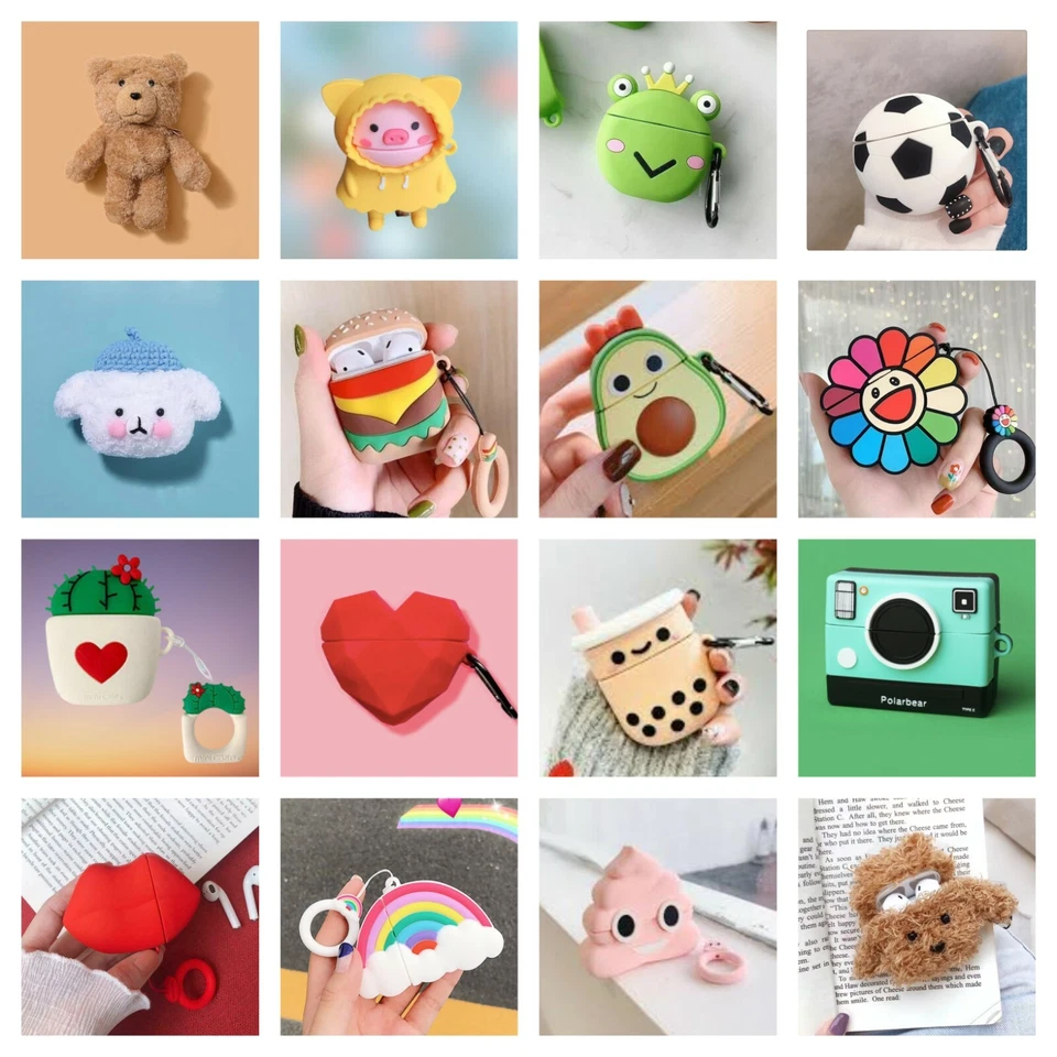 For Apple AirPods 2 / 1 Case Silicone Protective Cover Shockproof Skin +Keychain - Image 2 of 2